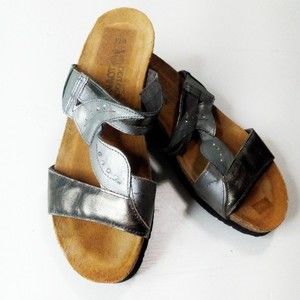 NAOT Kimberly Slide On metallic Leather Sandals Size 8